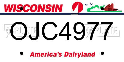 OJC4977 Wisconsin License Plate