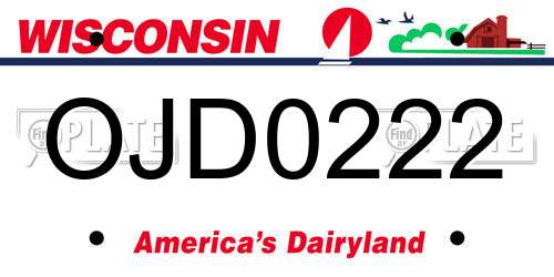 OJD0222 Wisconsin License Plate