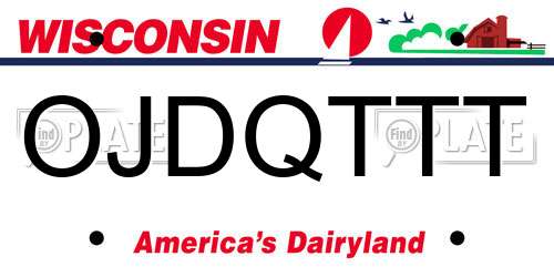 OJDQTTT Wisconsin License Plate