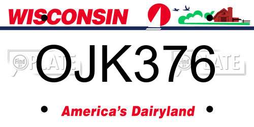 OJK376 Wisconsin License Plate
