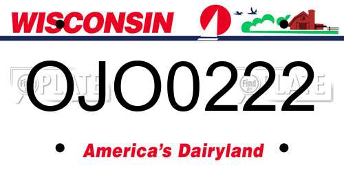 OJO0222 Wisconsin License Plate