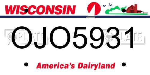 OJO5931 Wisconsin License Plate