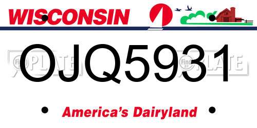 OJQ5931 Wisconsin License Plate