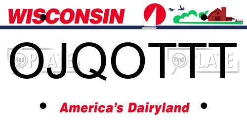 OJQOTTT Wisconsin License Plate