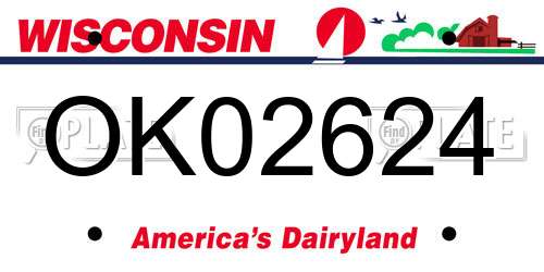 OK02624 Wisconsin License Plate