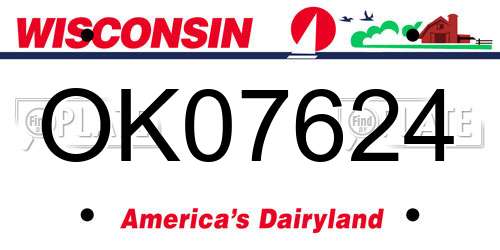 OK07624 Wisconsin License Plate