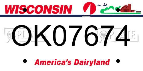 OK07674 Wisconsin License Plate