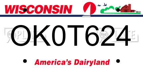 OK0T624 Wisconsin License Plate