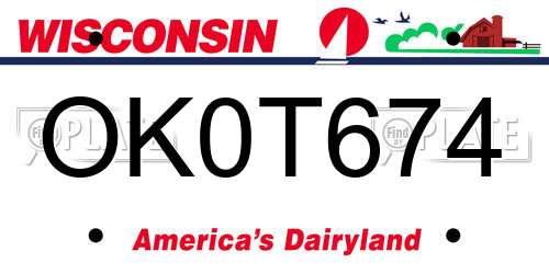 OK0T674 Wisconsin License Plate