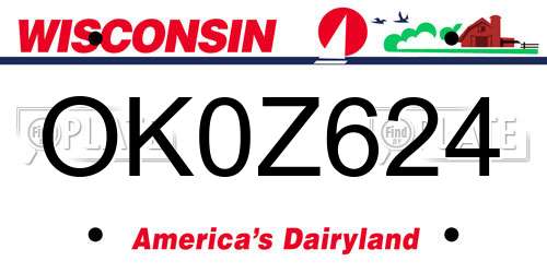 OK0Z624 Wisconsin License Plate