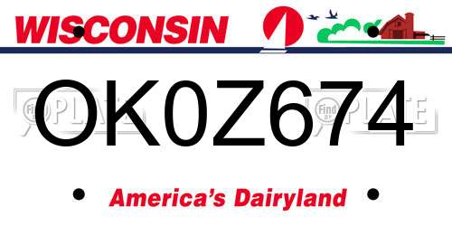 OK0Z674 Wisconsin License Plate
