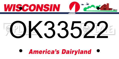 OK33522 Wisconsin License Plate