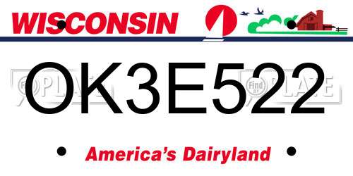 OK3E522 Wisconsin License Plate