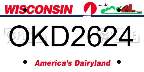 OKD2624 Wisconsin License Plate