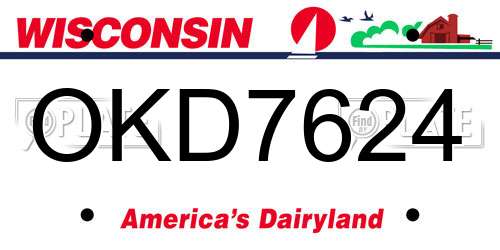 OKD7624 Wisconsin License Plate
