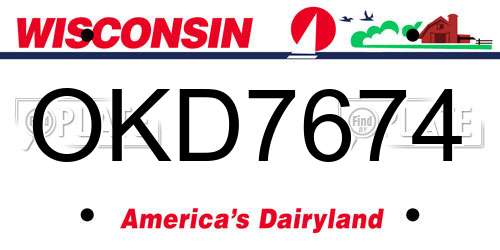 OKD7674 Wisconsin License Plate