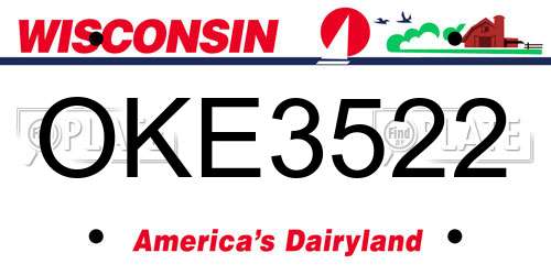 OKE3522 Wisconsin License Plate