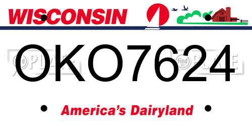 OKO7624 Wisconsin License Plate