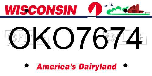 OKO7674 Wisconsin License Plate