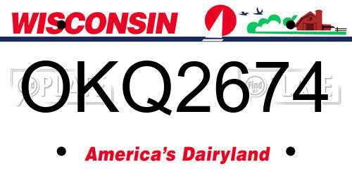 OKQ2674 Wisconsin License Plate