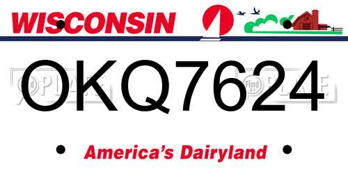 OKQ7624 Wisconsin License Plate