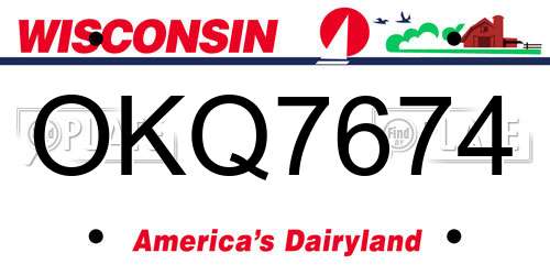 OKQ7674 Wisconsin License Plate