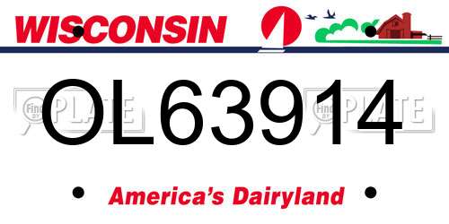 OL63914 Wisconsin License Plate