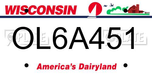 OL6A451 Wisconsin License Plate
