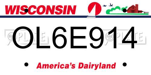 OL6E914 Wisconsin License Plate