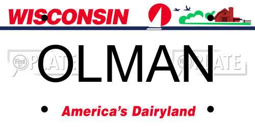 OLMAN Wisconsin License Plate