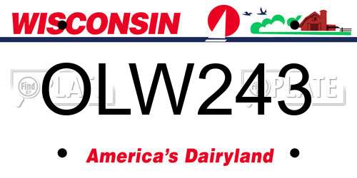 OLW243 Wisconsin License Plate