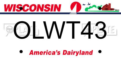 OLWT43 Wisconsin License Plate