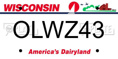 OLWZ43 Wisconsin License Plate