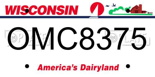 OMC8375 Wisconsin License Plate