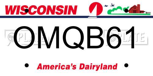 OMQB61 Wisconsin License Plate