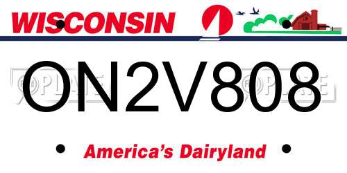 ON2V808 Wisconsin License Plate