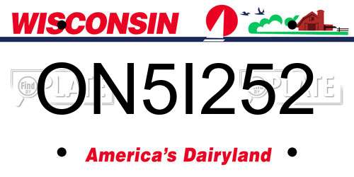 ON5I252 Wisconsin License Plate