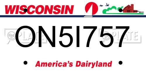ON5I757 Wisconsin License Plate