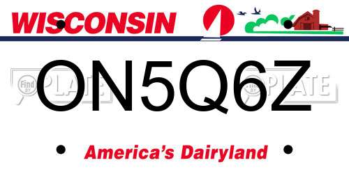 ON5Q6Z Wisconsin License Plate
