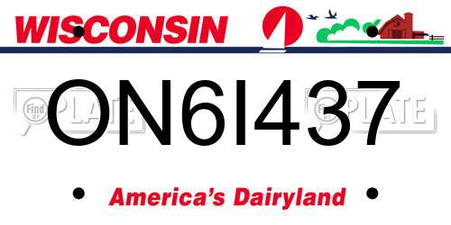 ON6I437 Wisconsin License Plate
