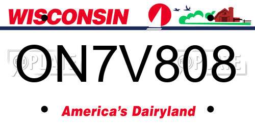 ON7V808 Wisconsin License Plate