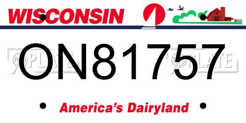 ON81757 Wisconsin License Plate