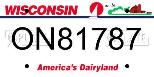 ON81787 Wisconsin License Plate
