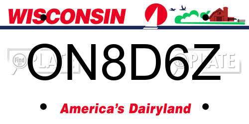 ON8D6Z Wisconsin License Plate