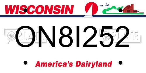 ON8I252 Wisconsin License Plate