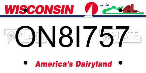 ON8I757 Wisconsin License Plate