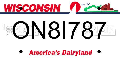 ON8I787 Wisconsin License Plate