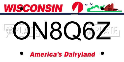 ON8Q6Z Wisconsin License Plate