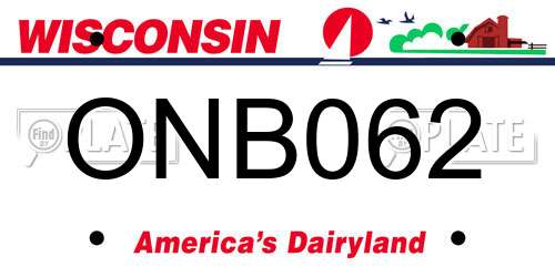 ONB062 Wisconsin License Plate