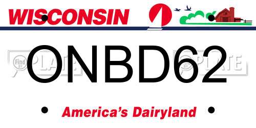 ONBD62 Wisconsin License Plate